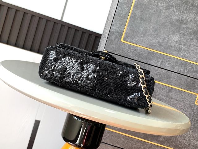 CC original sequins mini flap bag AS4561 black