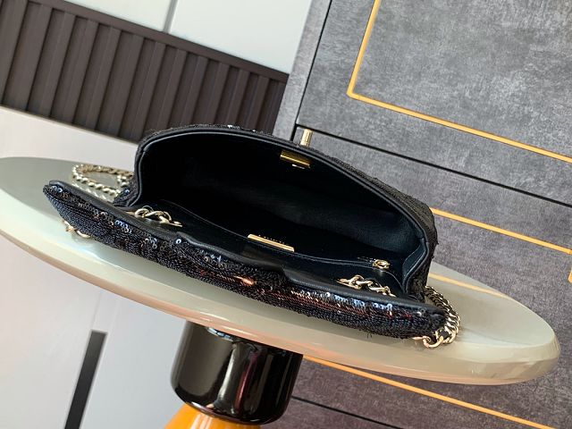 CC original sequins mini flap bag AS4561 black