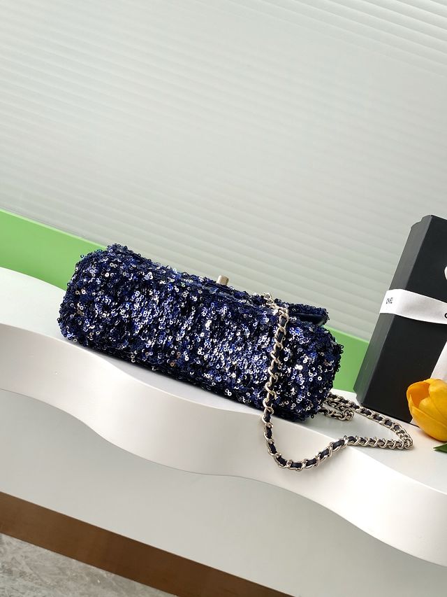 CC original sequins mini flap bag AS4561 dark blue