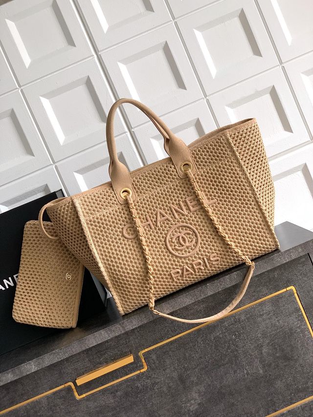 CC original tweed small shopping bag AS3351 apricot