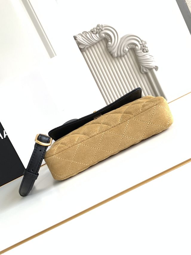 CC original suede calfskin flap phone holder AP4677 beige