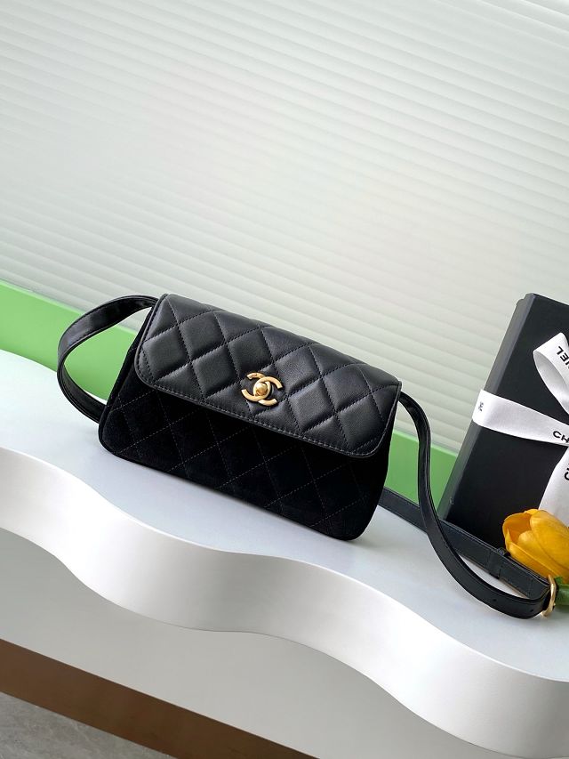 CC original suede calfskin flap phone holder AP4677 black