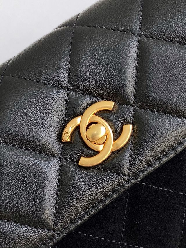 CC original suede calfskin flap phone holder AP4677 black