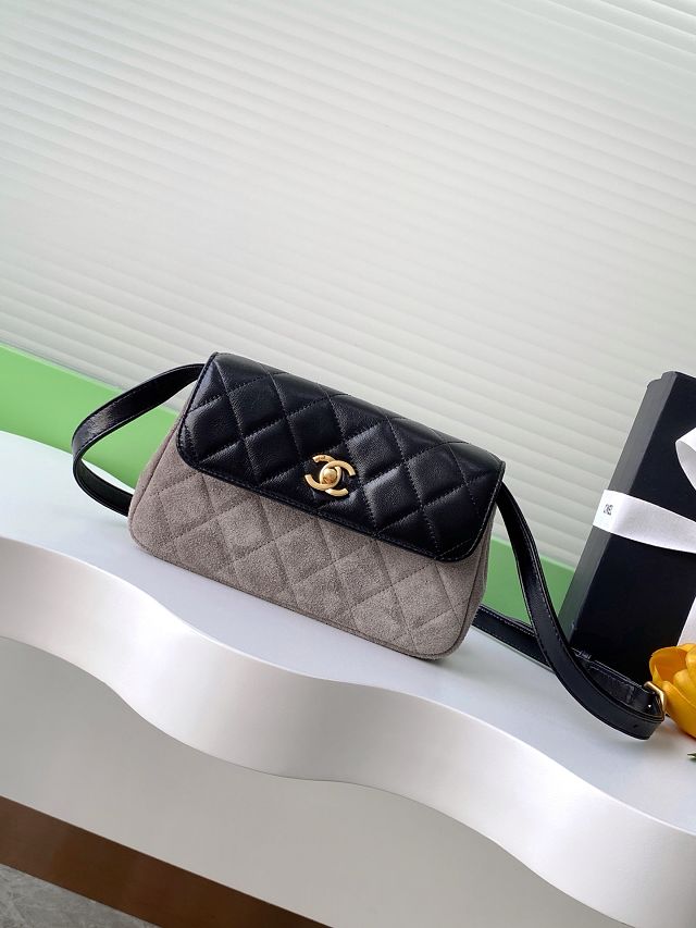 CC original suede calfskin flap phone holder AP4677 grey