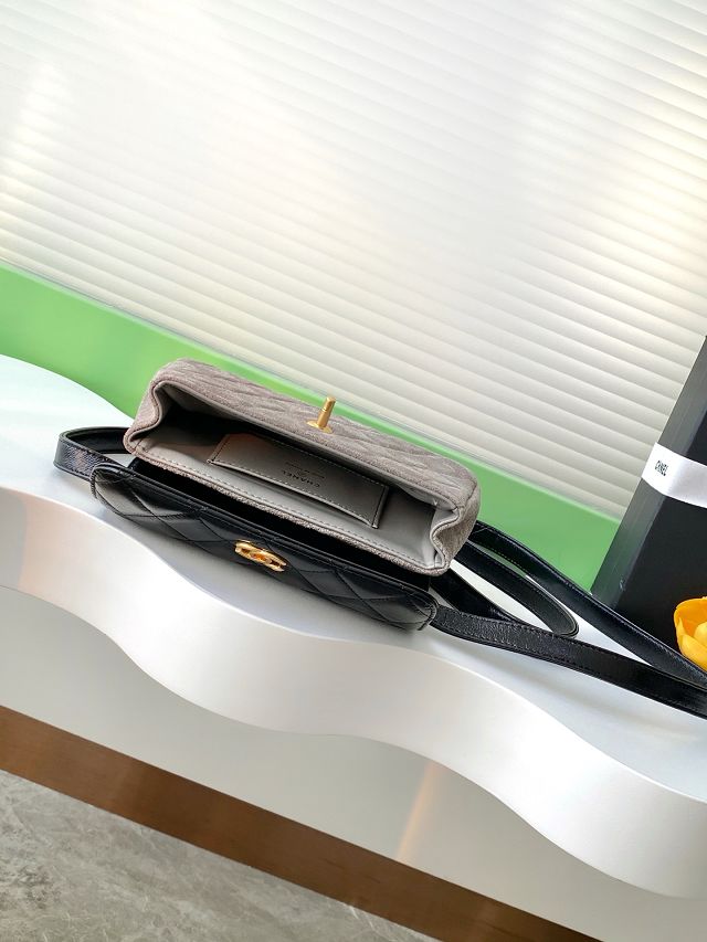 CC original suede calfskin flap phone holder AP4677 grey