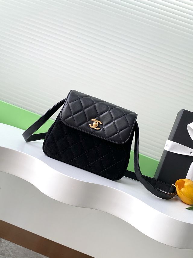 CC original suede calfskin flap phone holder AP4679 black