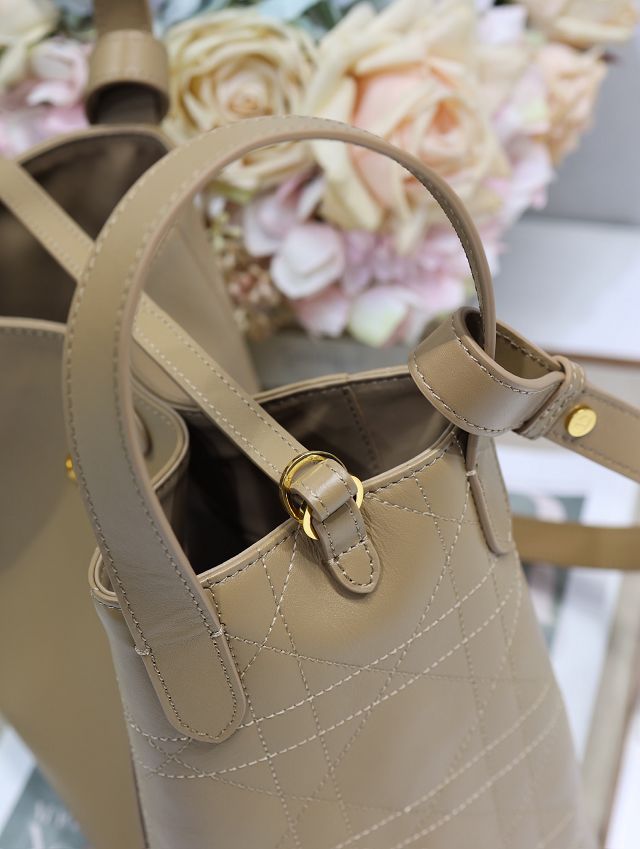 Dior original calfskin medium signature bucket bag M2841 apricot