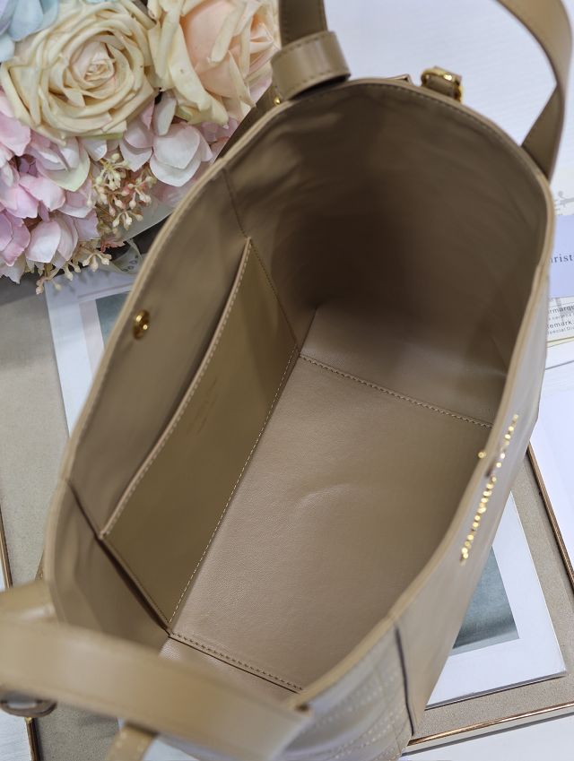 Dior original calfskin medium signature bucket bag M2841 apricot