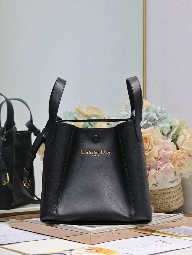 Dior original calfskin medium signature bucket bag M2841 black