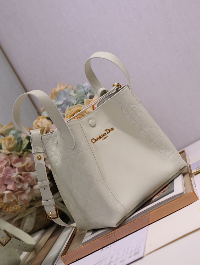 Dior original calfskin medium signature bucket bag M2841 off-white
