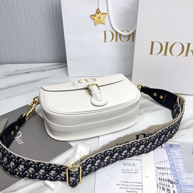 Dior original grained calfskin large bobby bag M9320 white