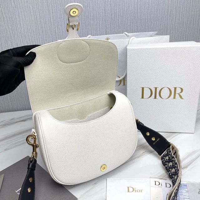Dior original grained calfskin large bobby bag M9320 white