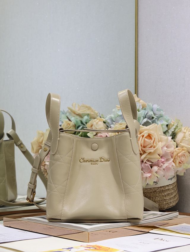 Dior original calfskin small signature bucket bag M2840 beige
