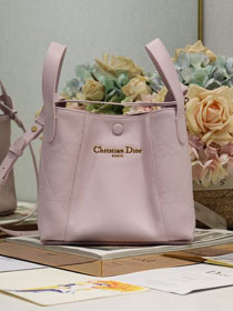 Dior original calfskin small signature bucket bag M2840 light pink