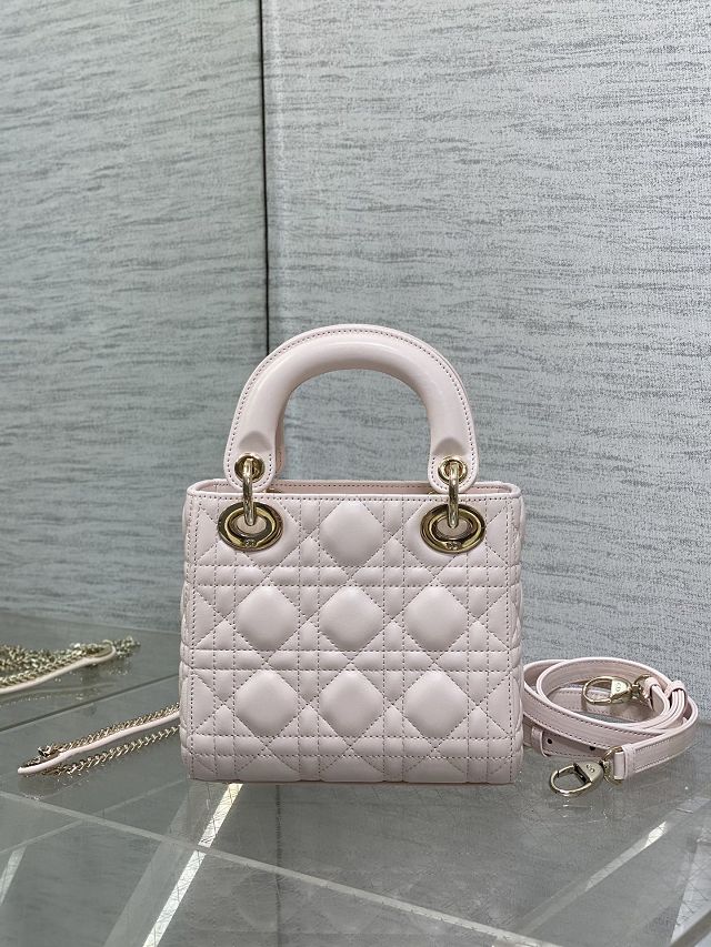 Dior original lambskin mini lady bag M0505 light pink