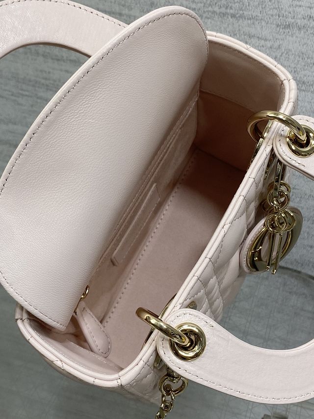 Dior original lambskin mini lady bag M0505 light pink