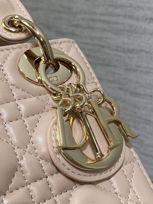 Dior original lambskin mini lady bag M0505 power beige