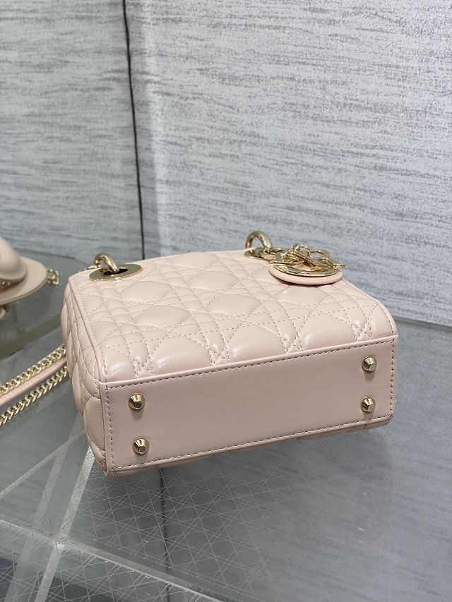 Dior original lambskin mini lady bag M0505 power beige