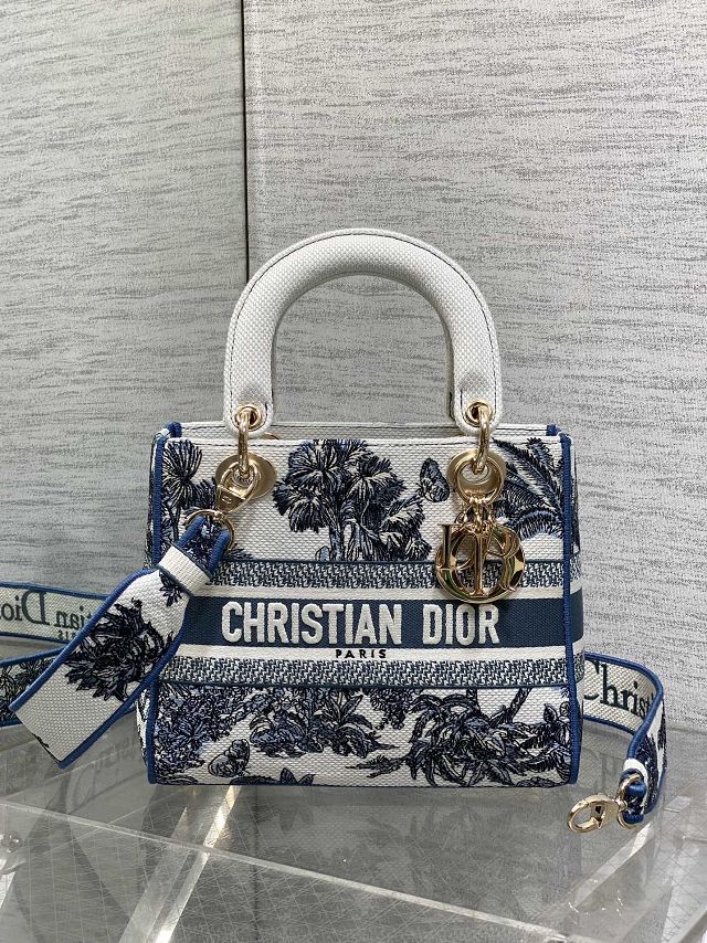 Dior original cotton medium lady bag M0565 