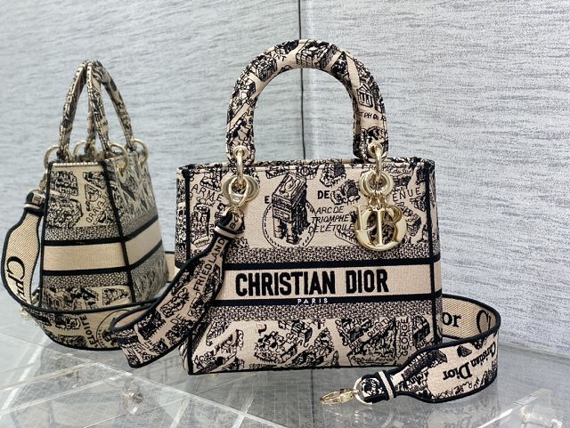 Dior original cotton medium lady bag M0565 