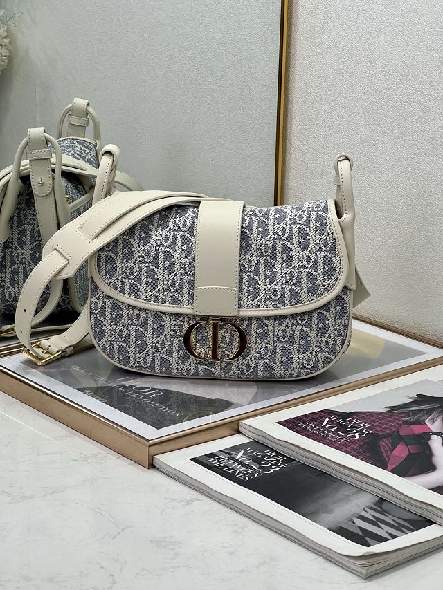 Dior original cotton 30 montaigne flap bag M9205 blue