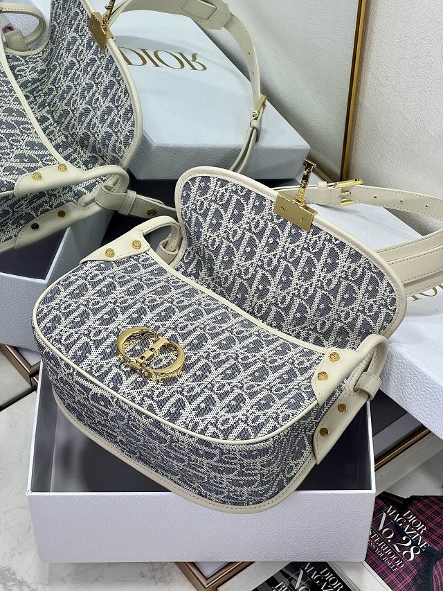 Dior original cotton 30 montaigne flap bag M9205 blue