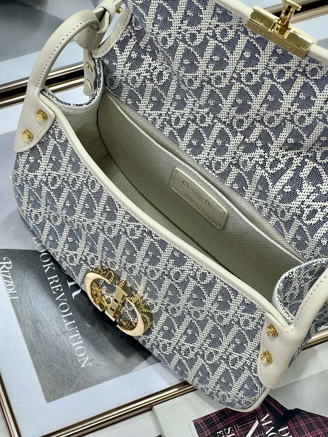 Dior original cotton 30 montaigne flap bag M9205 blue