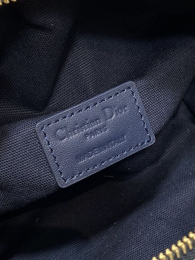 Dior original cotton east-west bowling bag S2862 dark blue