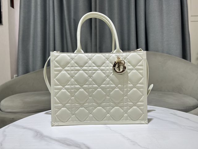 Dior original calfskin medium book tote bag M1324 white