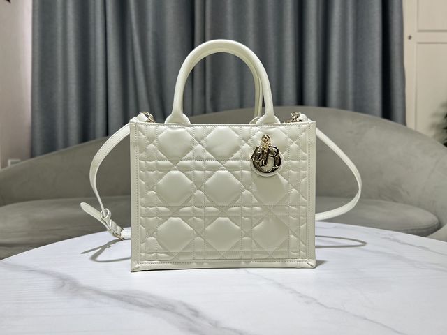 Dior original calfskin small book tote bag M1325 white