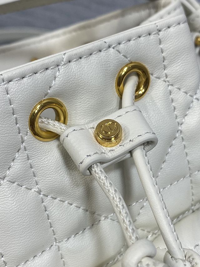 Dior original lambskin mini caro bucket bag M3369 white