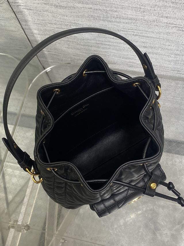 Dior original lambskin small caro bucket bag M3372 black 