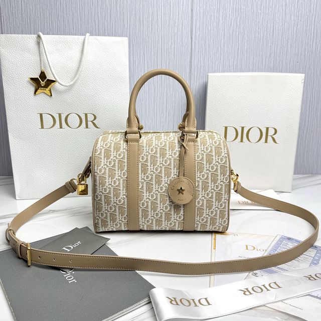 Dior original cotton groove 25 bag M1365 natural