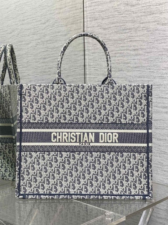 Dior original cotton large book tote bag M1286 blue