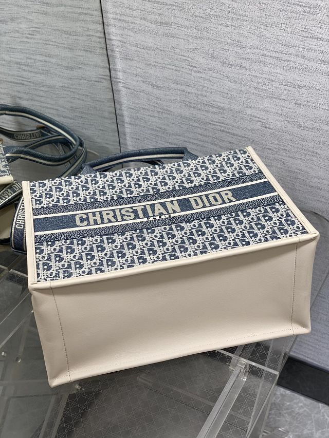 Dior original cotton medium book tote bag M1324 blue