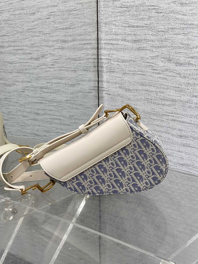 Dior original cotton mini saddle bag M0456 blue
