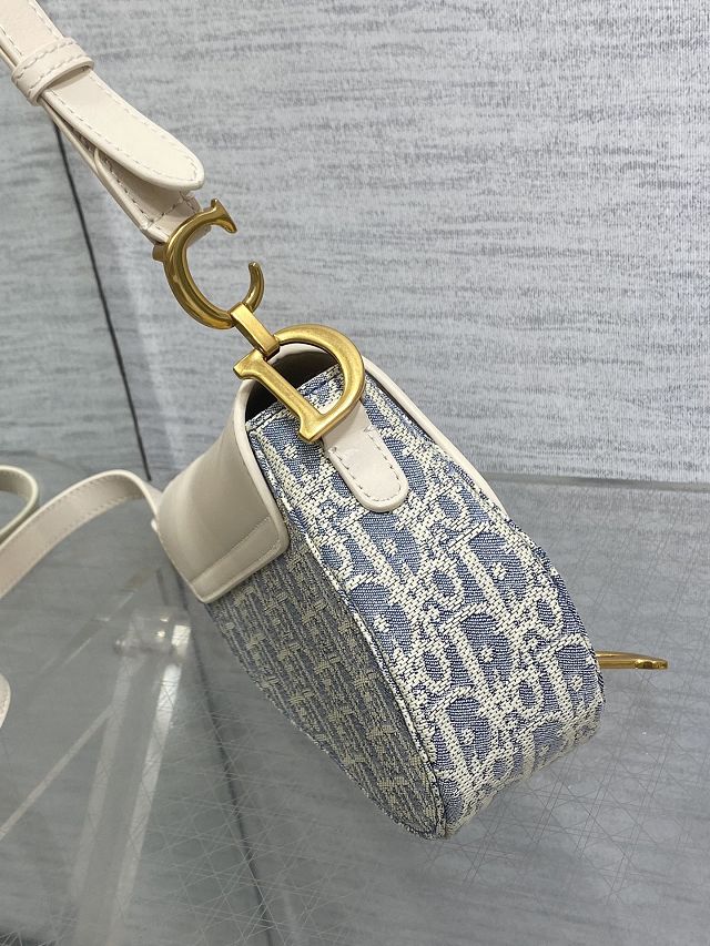 Dior original cotton mini saddle bag M0456 blue