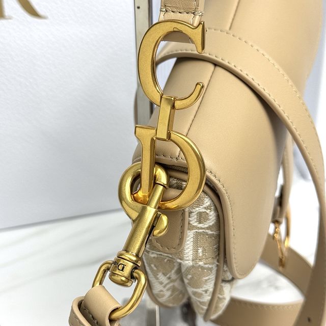 Dior original cotton mini saddle bag M0456 natural