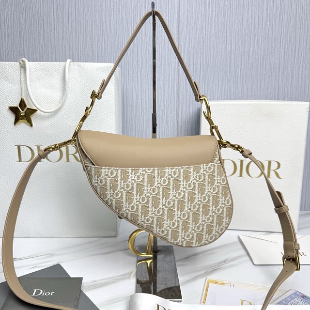Dior original cotton saddle bag M0455 natural