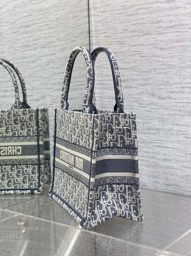 Dior original cotton small book tote bag M1265 blue