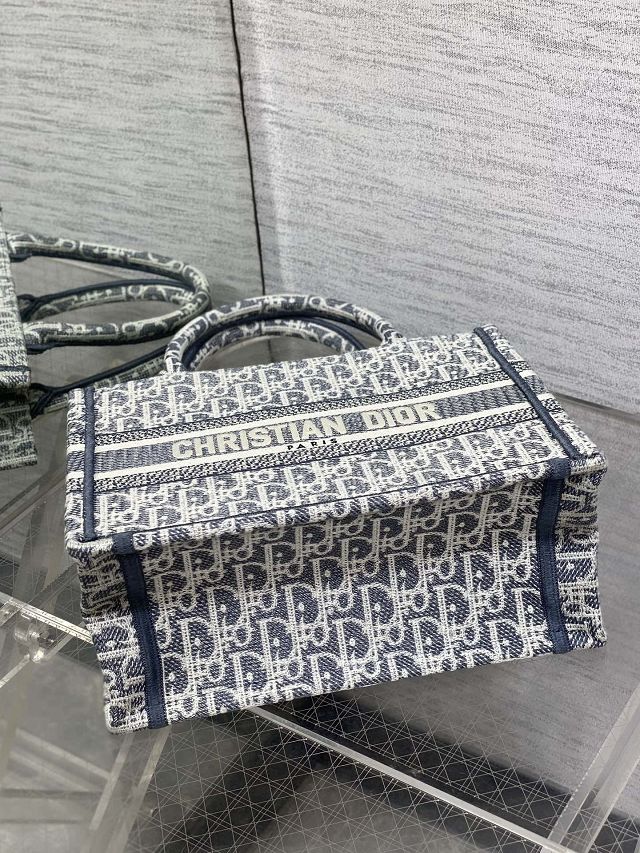 Dior original cotton small book tote bag M1265 blue