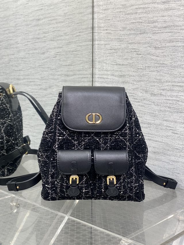 Dior original tweed medium caro backpack M6301 black