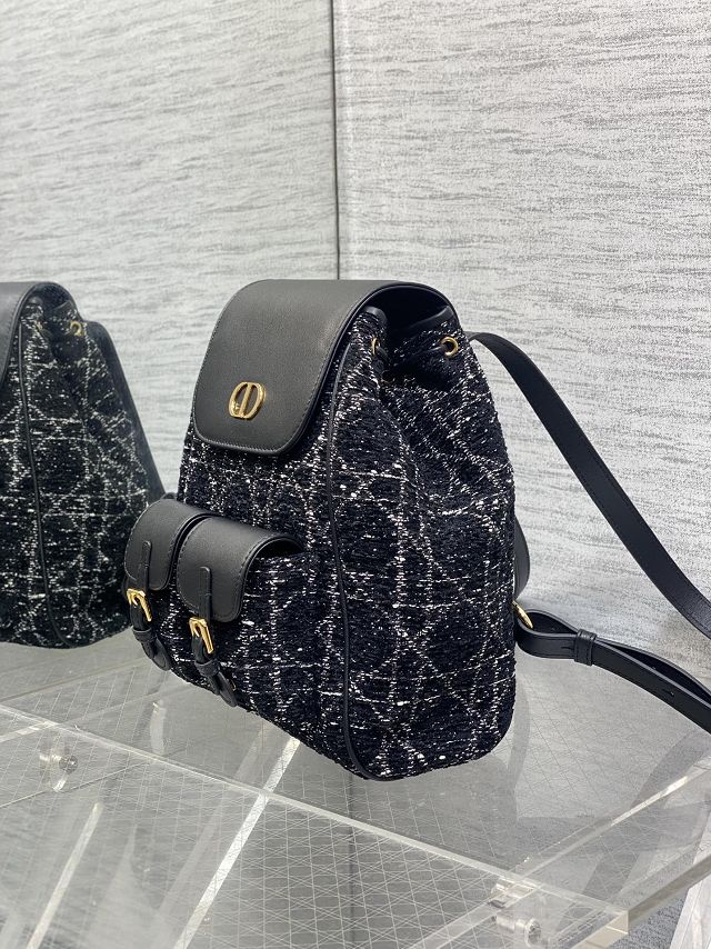 Dior original tweed medium caro backpack M6301 black