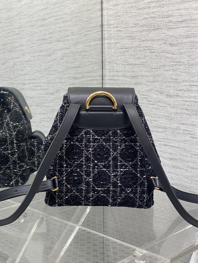 Dior original tweed medium caro backpack M6301 black