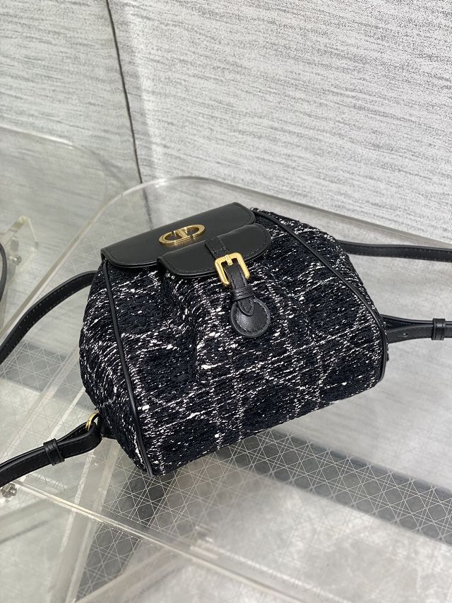 Dior original tweed small caro backpack M6302 black