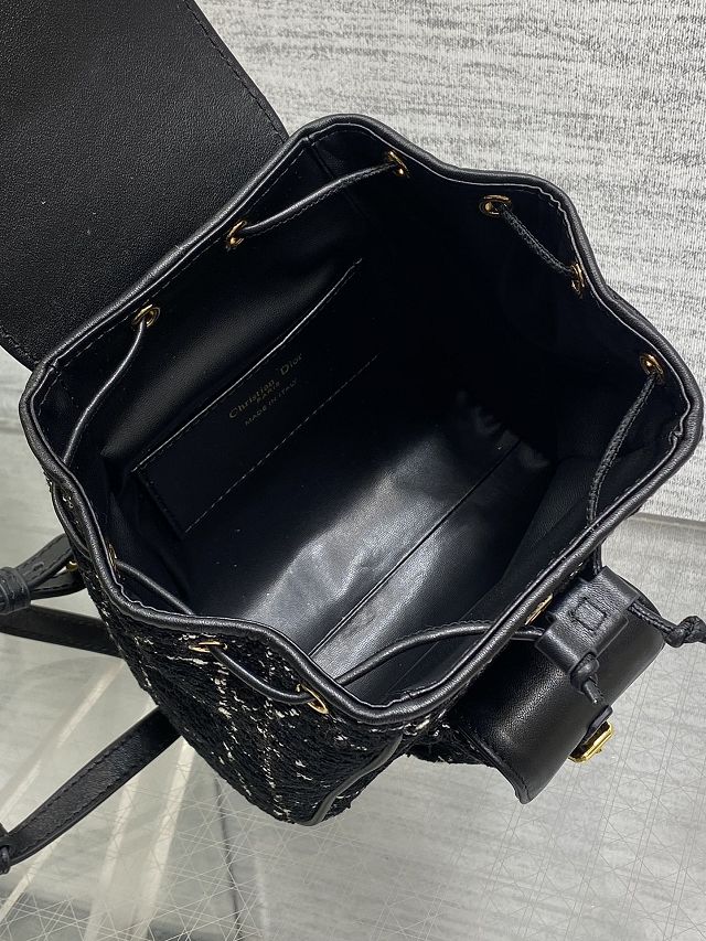 Dior original tweed small caro backpack M6302 black