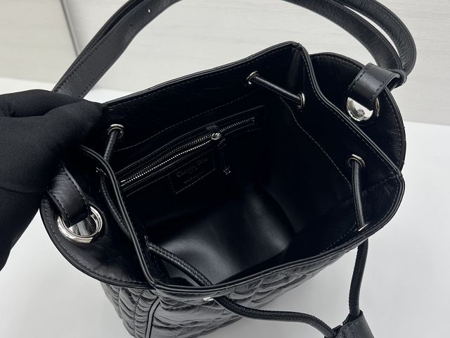 Dior original crinkled lambskin small D-motion bag M2851 black