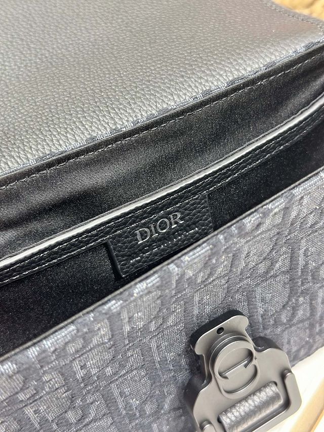Dior original cotton mini saddle messenger bag DCA435 black