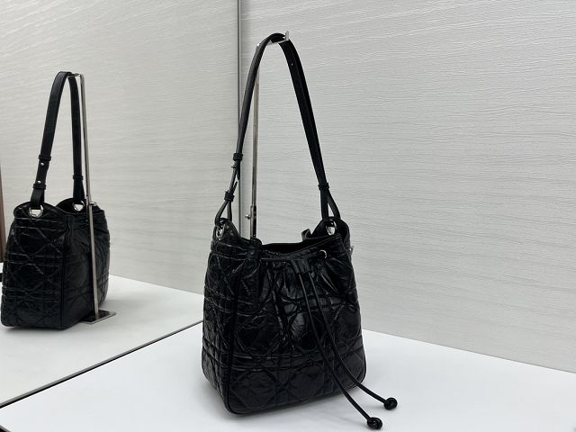 Dior original crinkled lambskin medium D-motion bag M2852 black