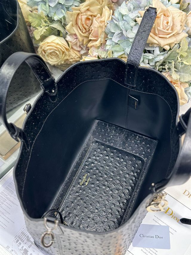 Dior original ostirch calfskin large toujours bag M2833 black